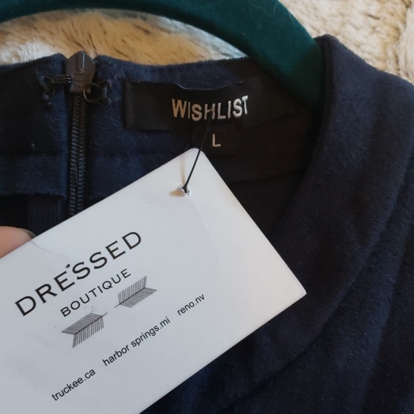 New!! Wishlist Faux Suede Navy Mini Dress in Large - Picture 8 of 8